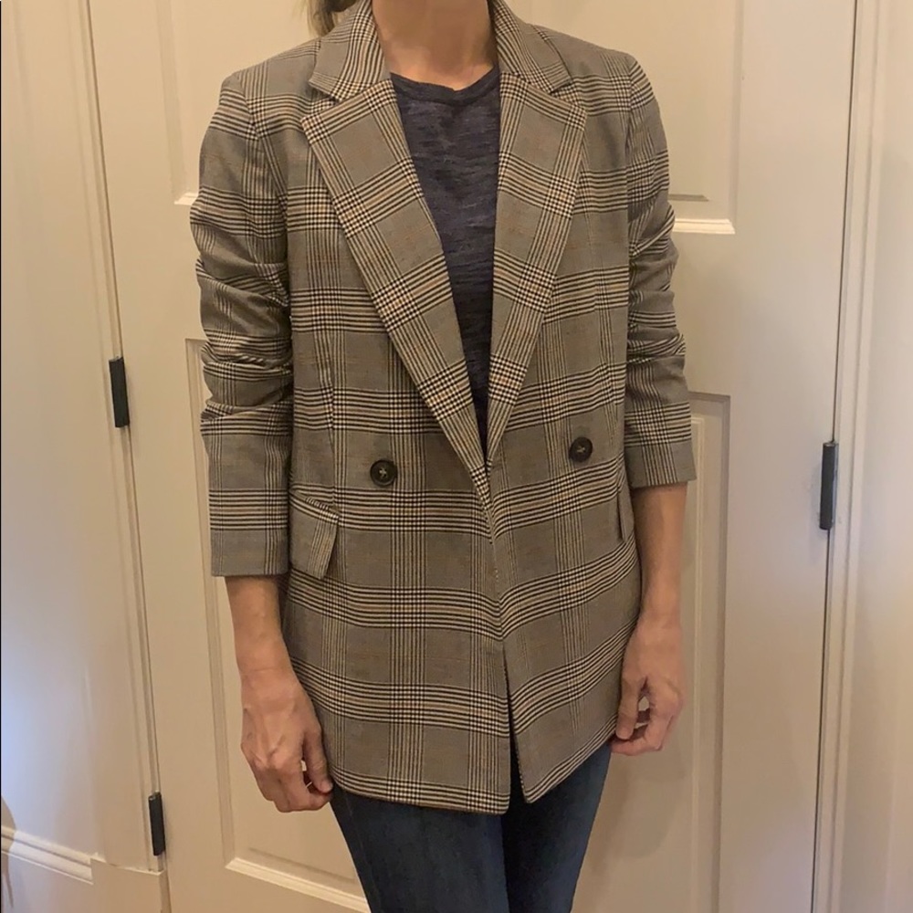 H & M plaid oversized blazer size 2